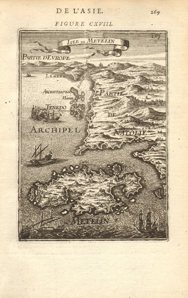 AEGEAN ISLANDS. Mitylene (Lesbos) & Tenedos (Bozcaada). Lesvos. MALLET 1683 map