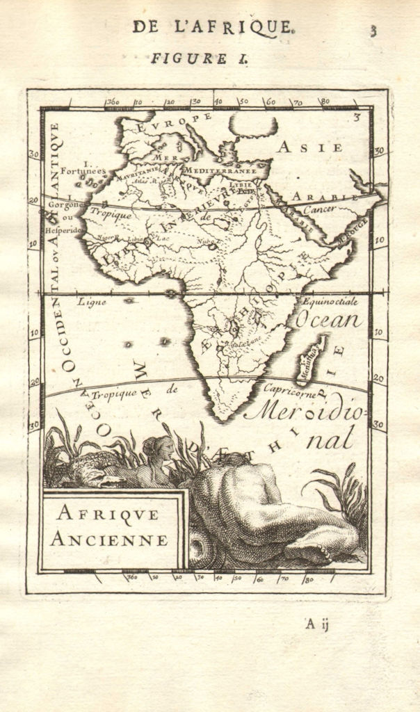 ANCIENT AFRICA. 'Afrique Ancienne'. Ethiopie. Iles Fortunées. MALLET 1683 map