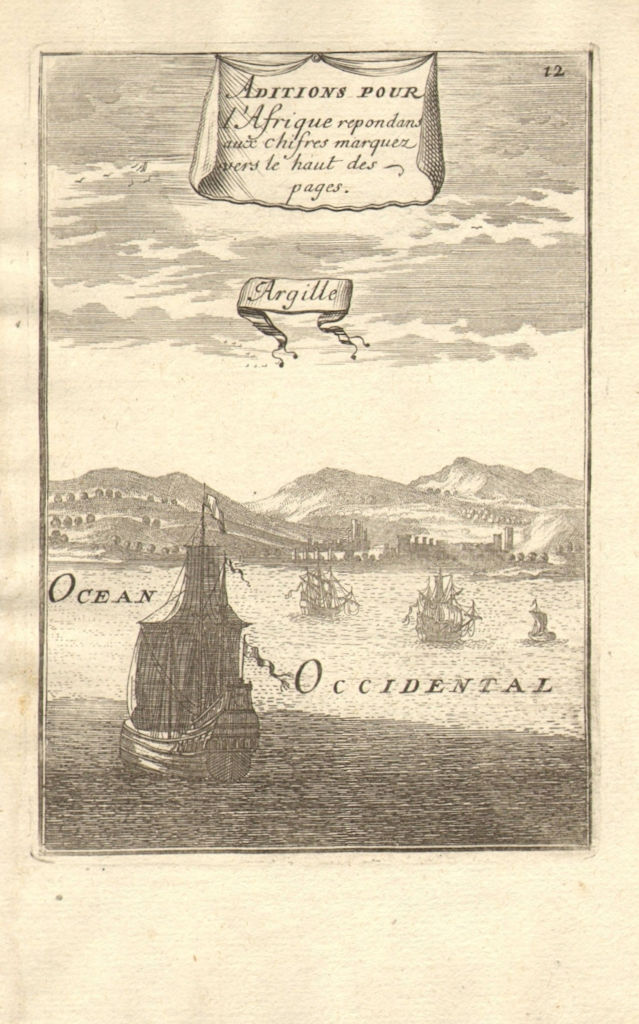 MOROCCO. View of the port of Arzila (Asilah) 'Argille'. Ships. MALLET 1683