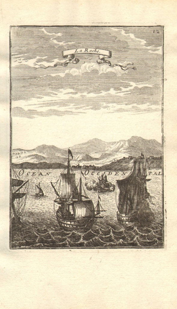 Associate Product MOROCCO. View of the port of Larache (El Araich) 'La Rache'. Ships. MALLET 1683