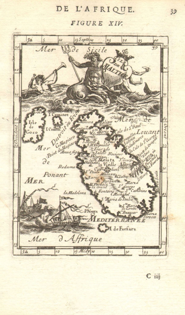Associate Product MALTA GOZO COMINO. 'Isle de Malthe'. Decorative vignette. MALLET 1683 old map