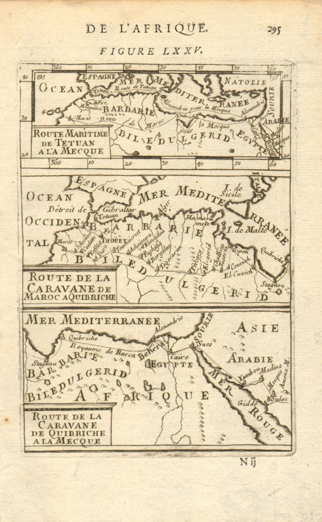 Associate Product HAJJ CARAVAN ROUTES. Marrakech & Tetuan-Mecca (مكة) ‎ & Medina. MALLET 1683 map