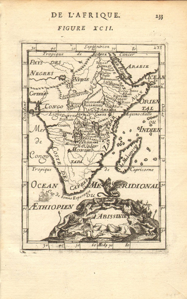 ABYSSINIA. East Africa. 'Abissinie' Tanzania Kenya Ethiopia. MALLET 1683 map