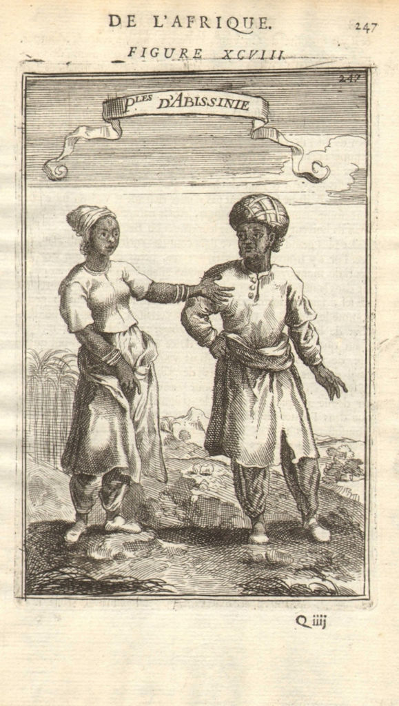 ETHIOPIA COSTUME. Abyssinians in 17C dress. 'Peuples d'Abissinie'. MALLET 1683