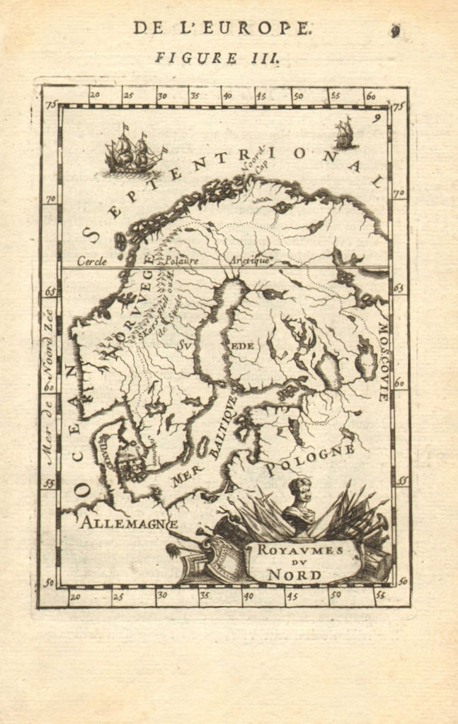 SCANDINAVIA. Norway Sweden Denmark Finland. 'Royaumes du Nord'. MALLET 1683 map