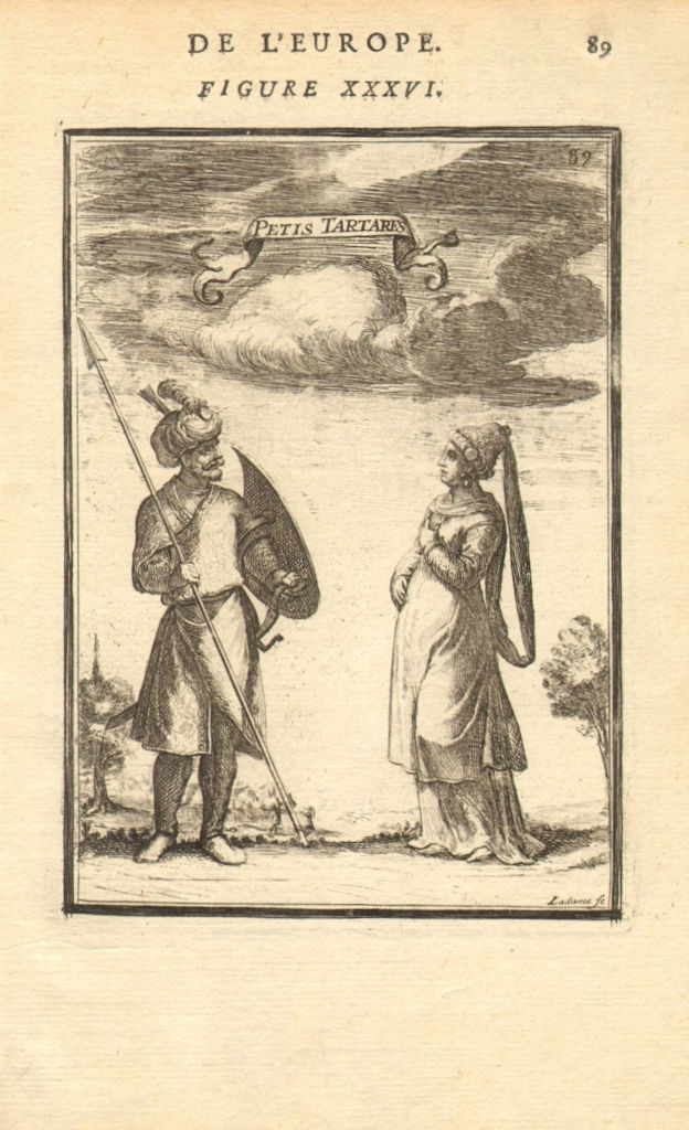 UKRAINE. Man woman of Little Tartary 17C dress. 'Petits Tartares'. MALLET 1683