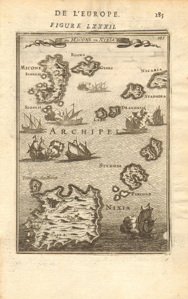 CYCLADES. Mykonos Naxos Donousa Ktapodia Ikaria. Greek Islands. MALLET 1683 map