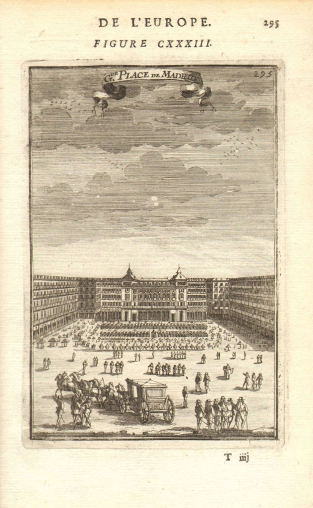 MADRID. View of the Plaza Mayor. 'Gde. Place de Madrid'. Carriage. MALLET 1683