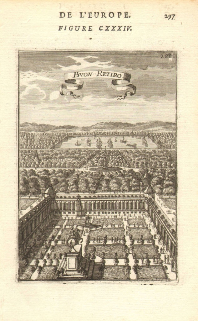MADRID. Palacio del Buen Retiro. Palace & Gardens. Spain. MALLET 1683 print