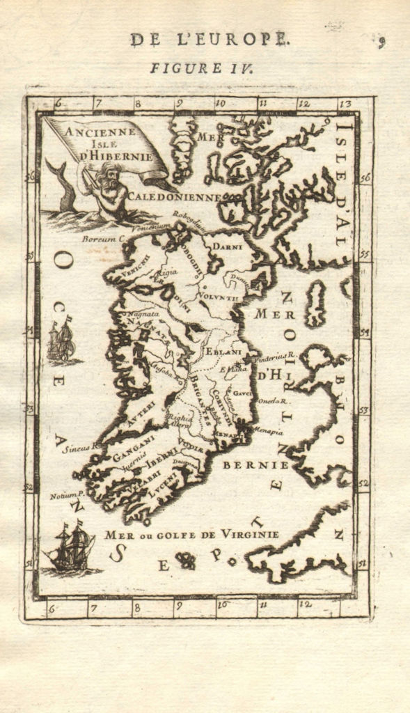 ANCIENT IRELAND. Celtic tribes. 'Ancienne Isle d'Hibernie'. MALLET 1683 map