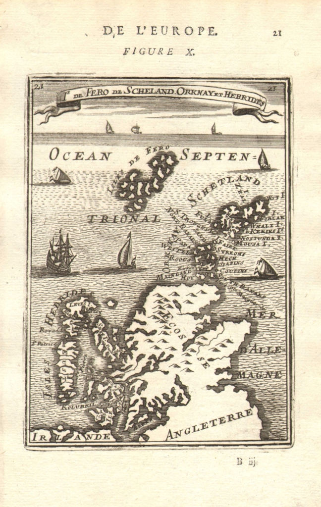 SCOTTISH ISLANDS Shetlands Orkneys Hebrides 'Fero de Scheland…' MALLET 1683 map