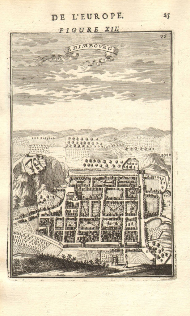 EDINBURGH. Plan & view of the City. 'Edimbourg'. MALLET 1683 old antique map