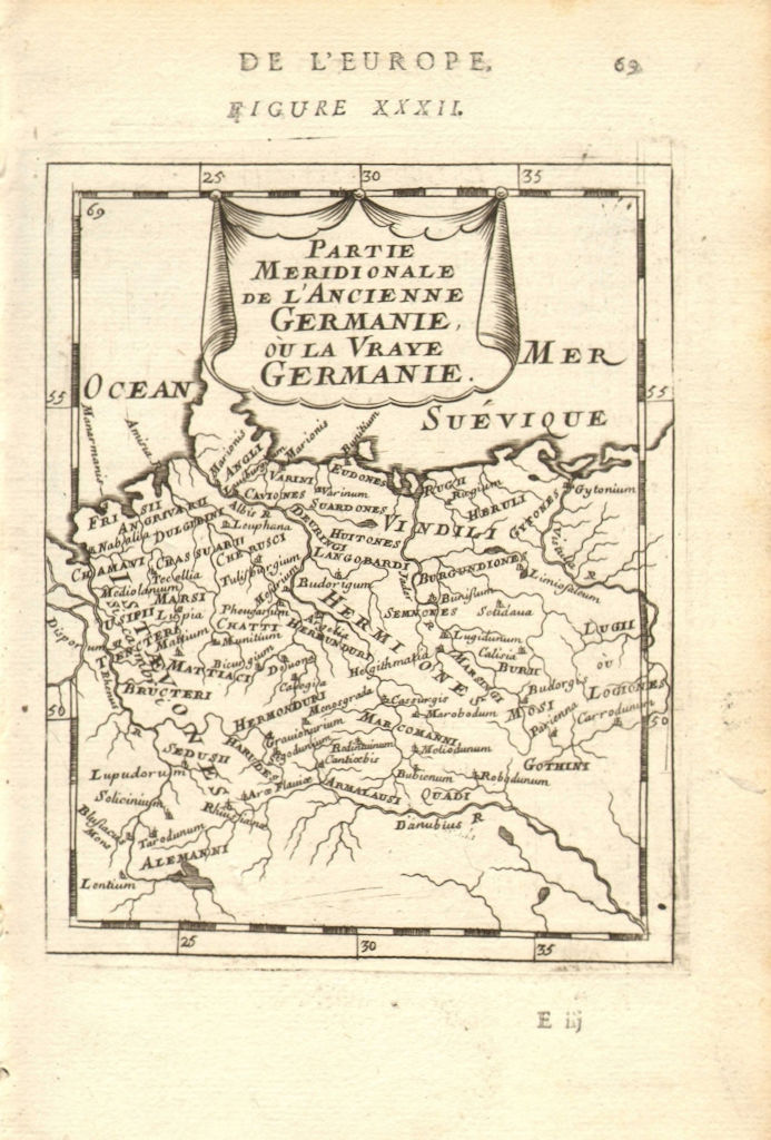 GERMANY. Germanic tribes. 'La vraye Germanie' & Poland. MALLET 1683 old map