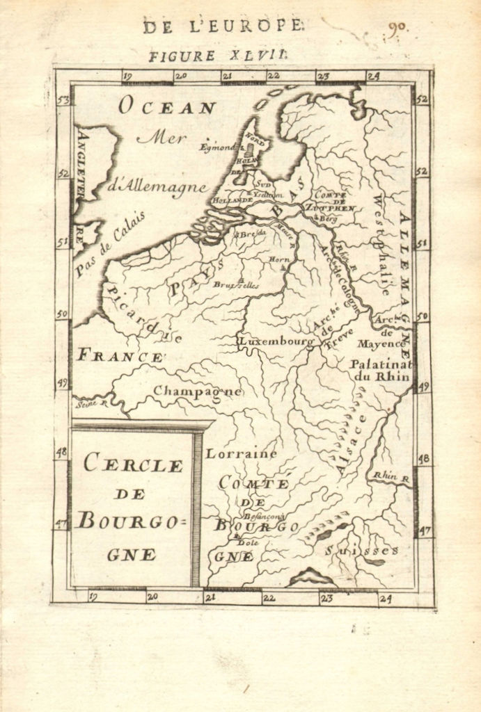 Associate Product BENELUX & NE FRANCE. Burgundy. Comté/'Cercle de Bourgogne'. MALLET 1683 map