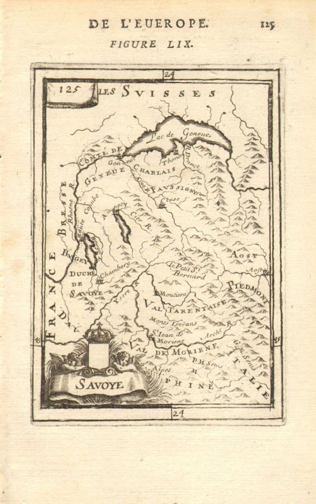 SAVOIE & HAUTE-SAVOIE. Decorative map. French Alps Alpes. 'Savoye'. MALLET 1683