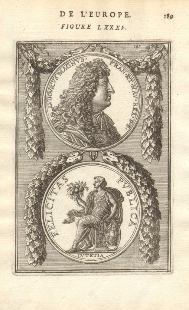 LOUIS XIV-THE SUN KING. Ludovicus Magnus. Roi de France. MALLET 1683 old print