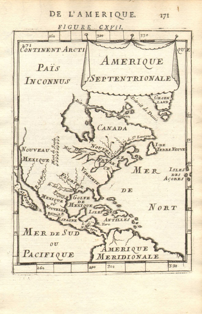 NORTH AMERICA with California as an Island. N Canada 'Inconnus'. MALLET 1683 map