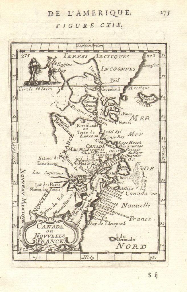 N AMERICA E COAST Canada Virginia New Amsterdam (New York City). MALLET 1683 map