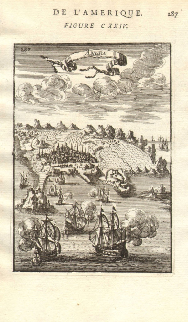 AZORES. Decorative view of Angra do Heroísmo (Terceira). Ships. MALLET 1683