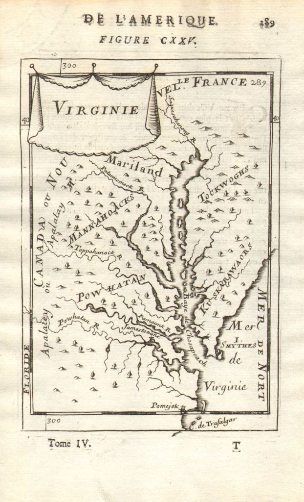 Associate Product CHESAPEAKE BAY. Virginia Maryland Delaware. Tribes. 'Virginie'. MALLET 1683 map