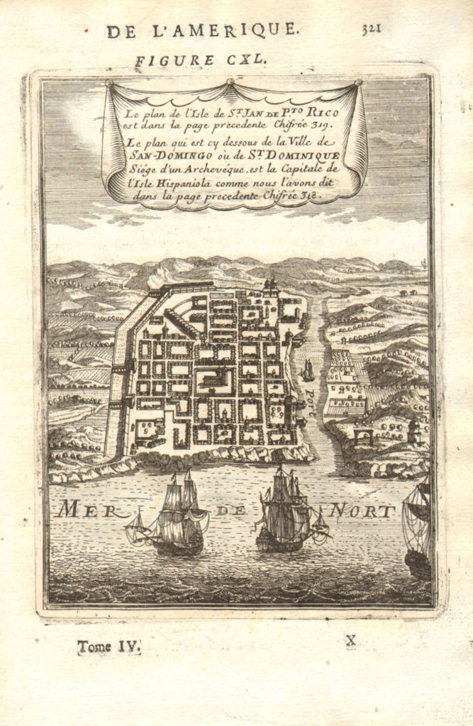 SANTO DOMINGO. Fine city view/map. Dominican Republic. Hispaniola. MALLET 1683