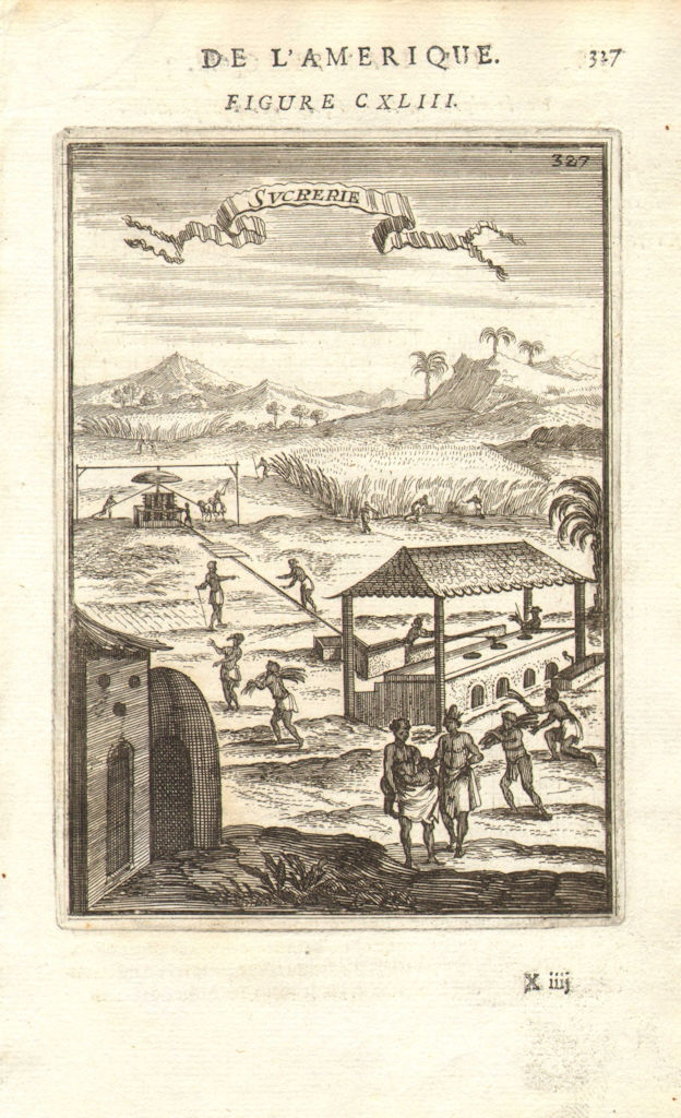 Associate Product WEST INDIES. Sugarcane plantation & press/mill. Slaves. ' Sucrerie'. MALLET 1683