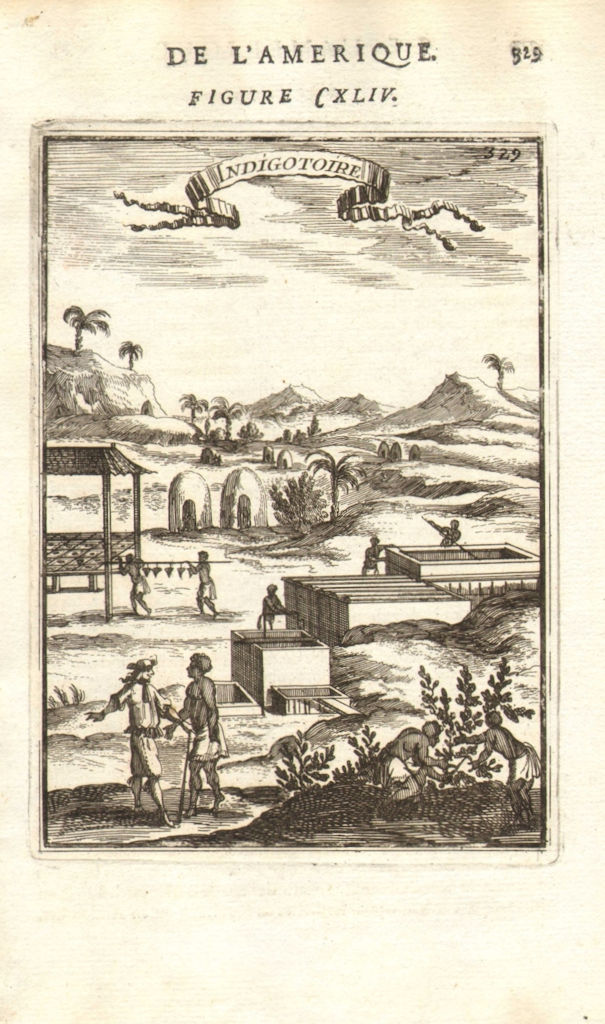 WEST INDIES. Indigofera planter & slaves. Indigo dye. 'Indigotoire'. MALLET 1683
