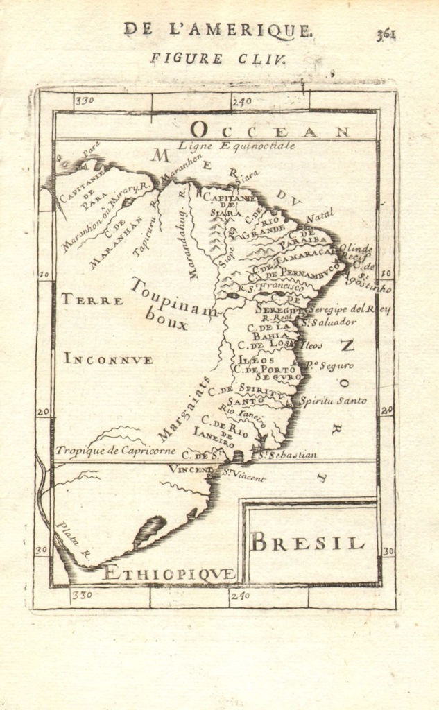 BRAZIL BRASIL. Salvador de Bahia Rio de Janeiro Olinda Recife. MALLET 1683 map