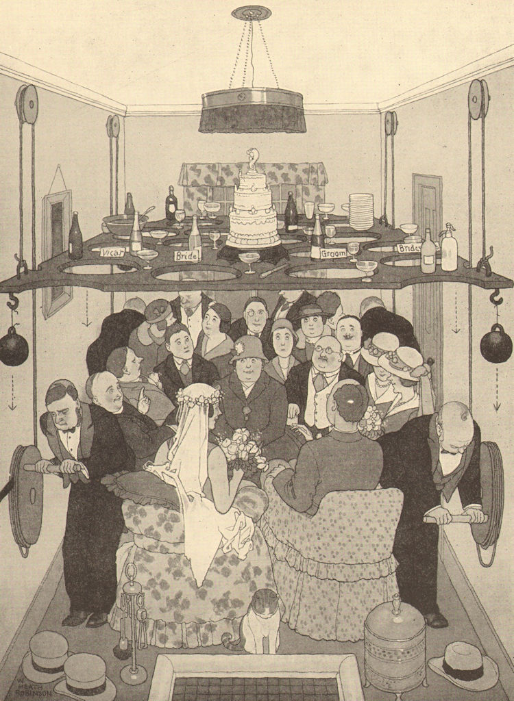 HEATH ROBINSON. Flat Life. Sane economy of space at a wedding reception 1935