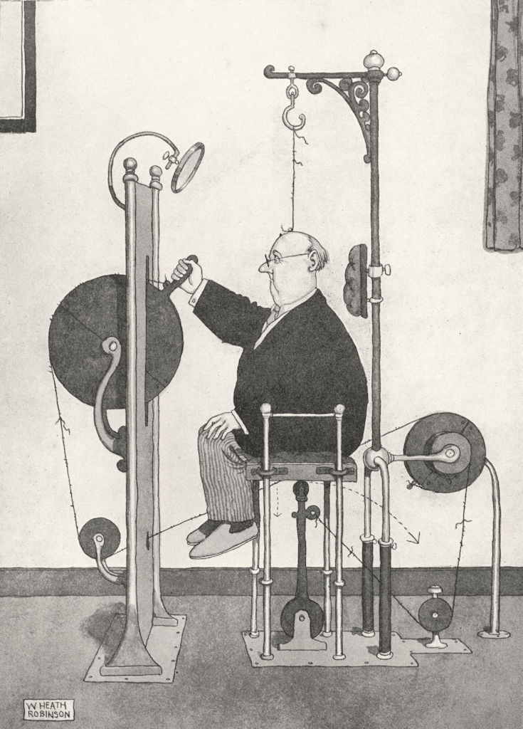 HEATH ROBINSON. The wart chair. a device to remove a wart from the head 1935