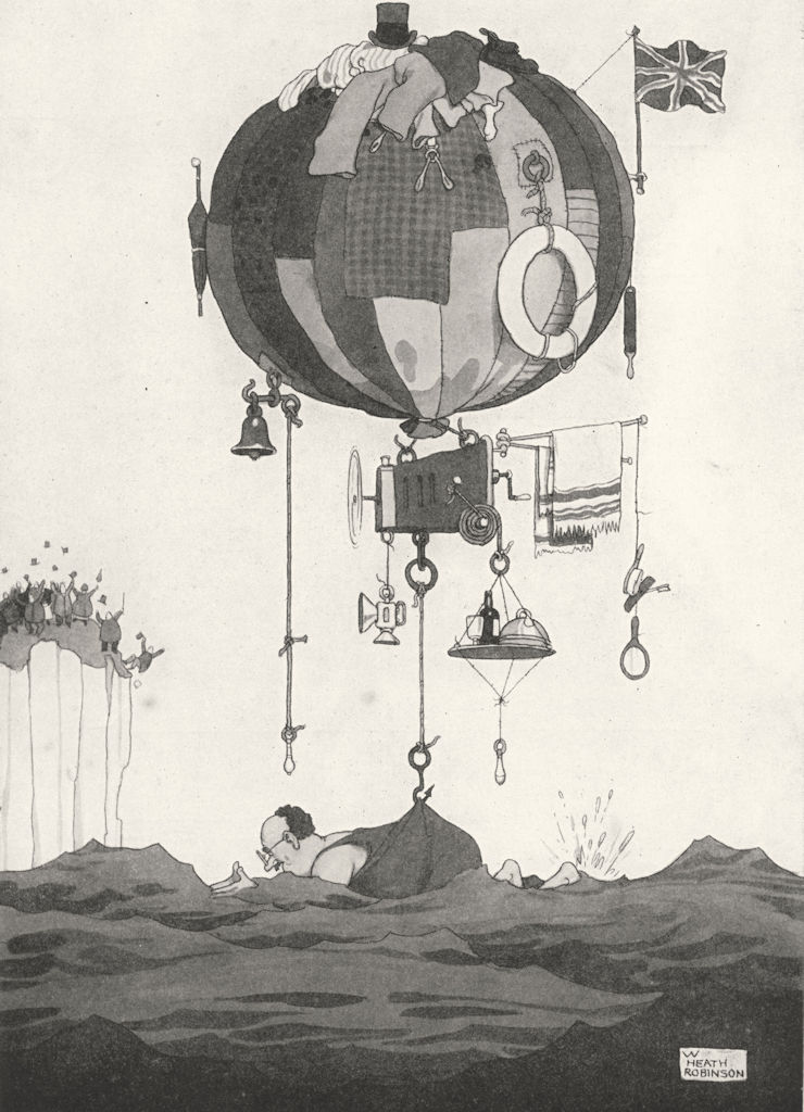 HEATH ROBINSON. Swimming the channel. some simple devices to ensure success 1935
