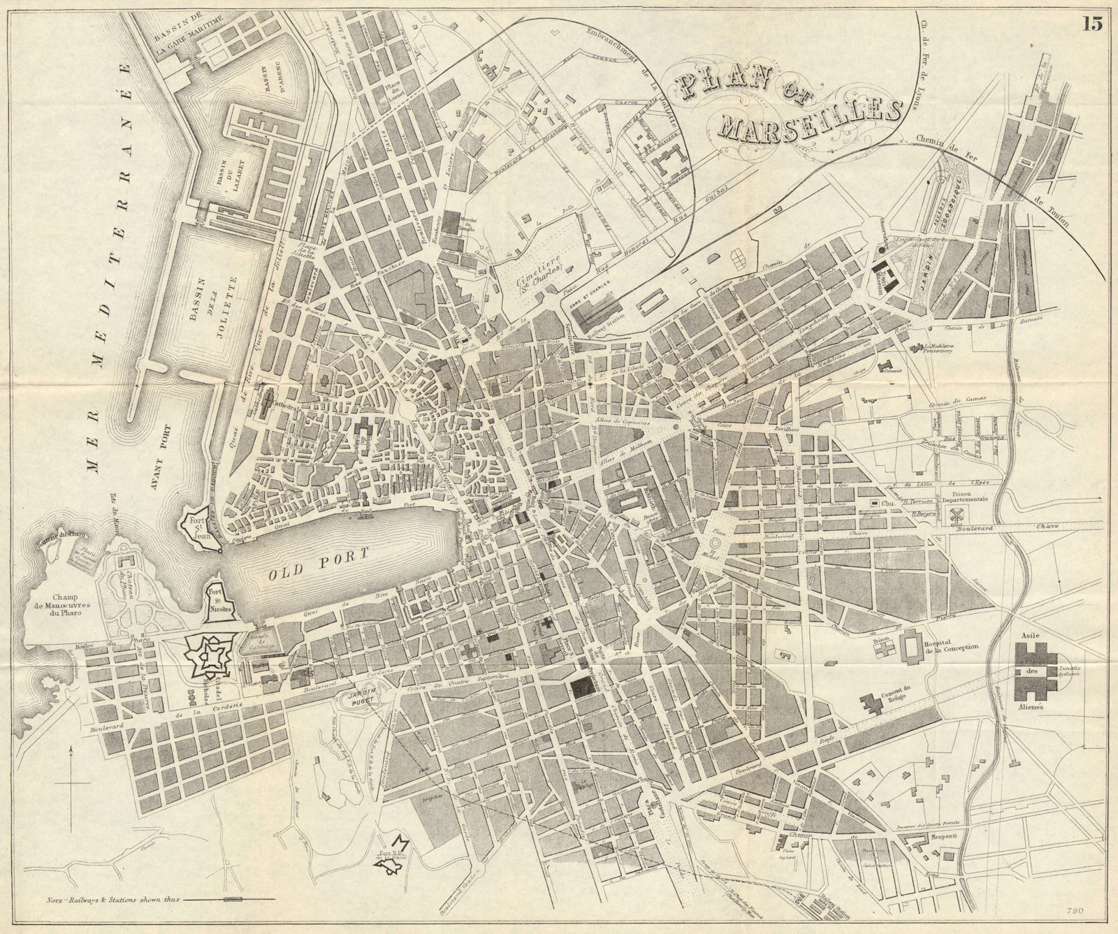 Associate Product MARSEILLES. Antique town plan. City map. France. BRADSHAW 1890 old