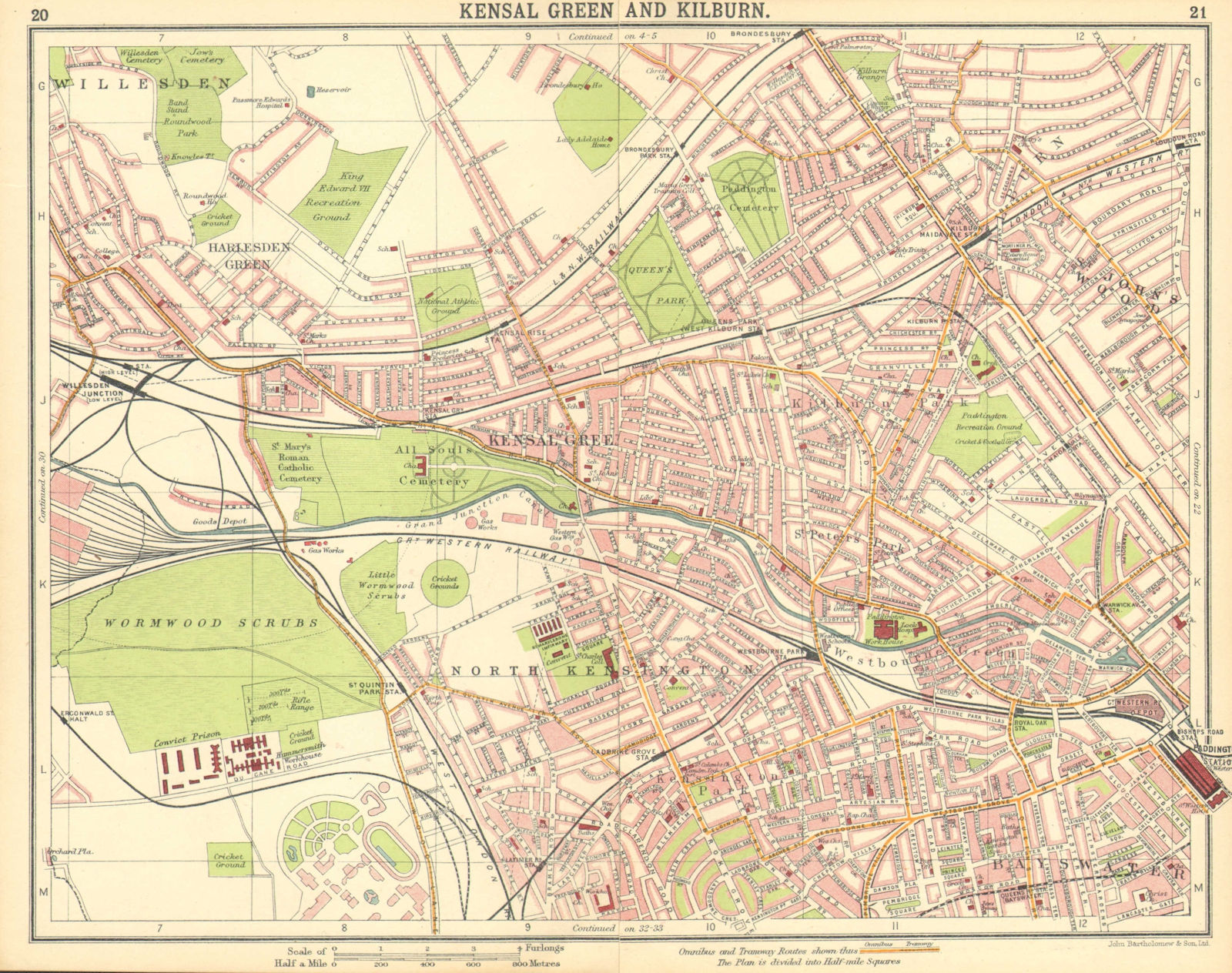 Associate Product LONDON. Kilburn St John's Wood Maida Vale Bayswater Notting Hill 1921 old map