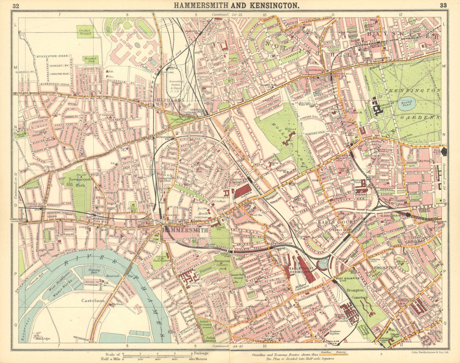 Associate Product LONDON.Hammersmith Kensington Shepherds Bush Earls Court Notting Hill 1921 map