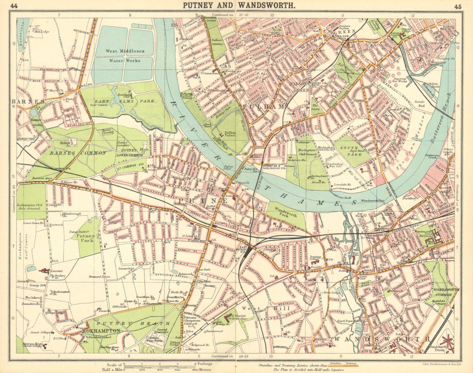 Associate Product LONDON SW. Putney Wandsworth Fulham Barnes Parson's Green Roehampton 1921 map