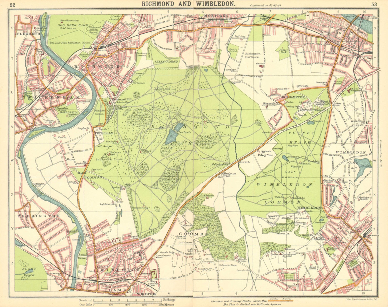 Associate Product LONDON SW. Richmond Wimbledon Putney Twickenham Kingston-upon-Thames 1921 map