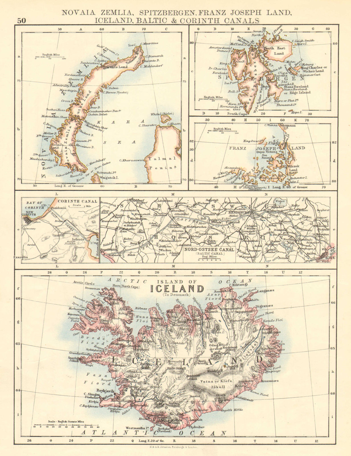 Associate Product ARCTIC ISLANDS.Iceland Spitsbergen Franz Josef Land Novaya Zemlya 1899 old map