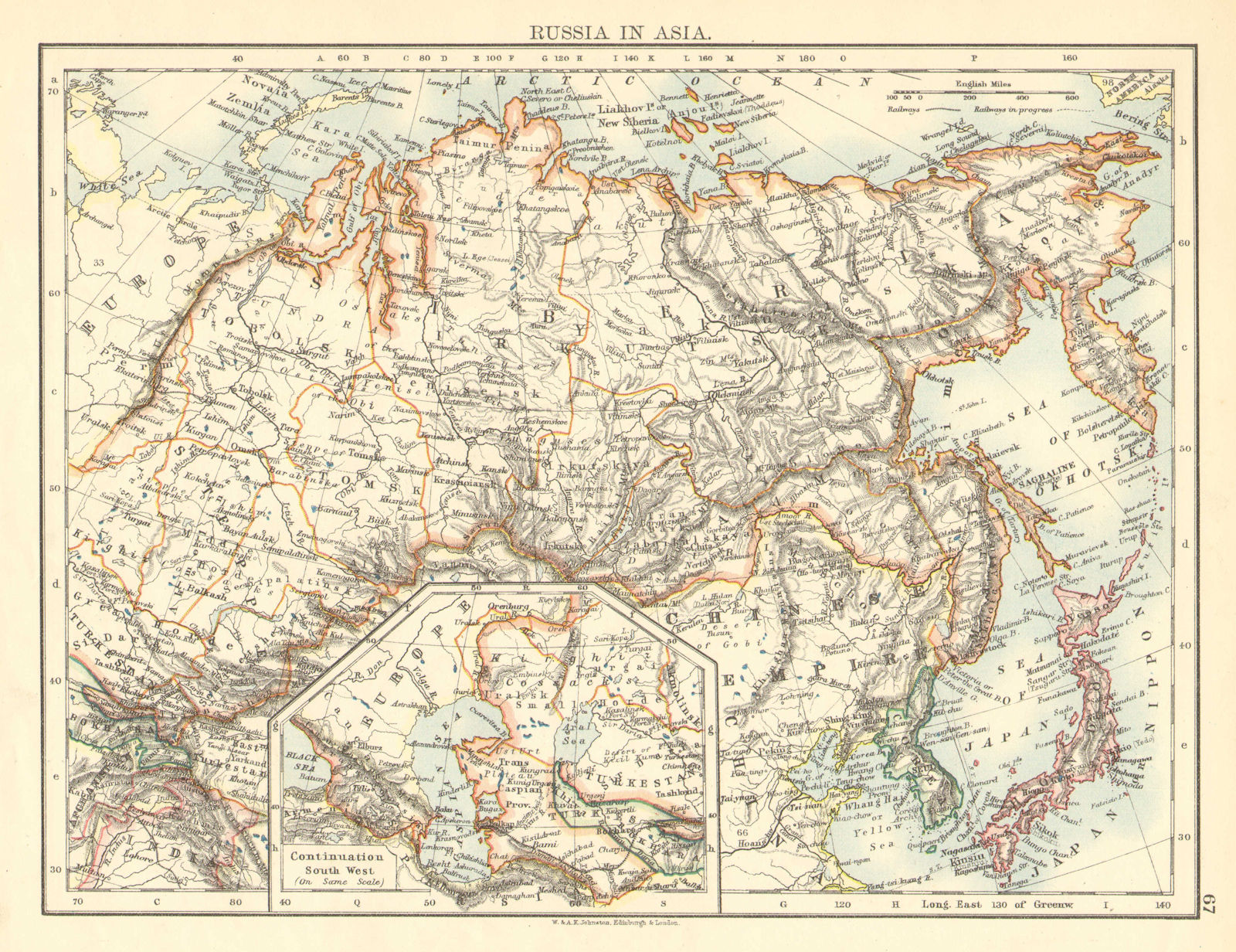 Associate Product RUSSIA IN ASIA. Shows Trans-Siberian railway under construction  1899 old map