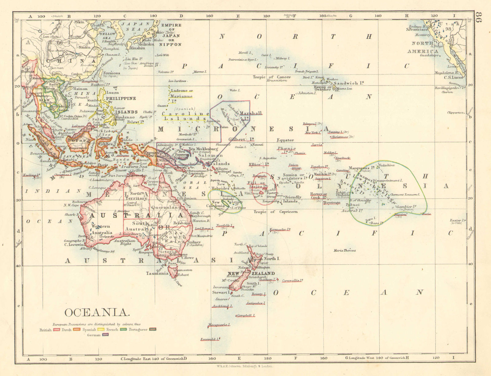 Associate Product COLONIAL OCEANIA PACIFIC.British Dutch Spanish French German Port. 1899 map