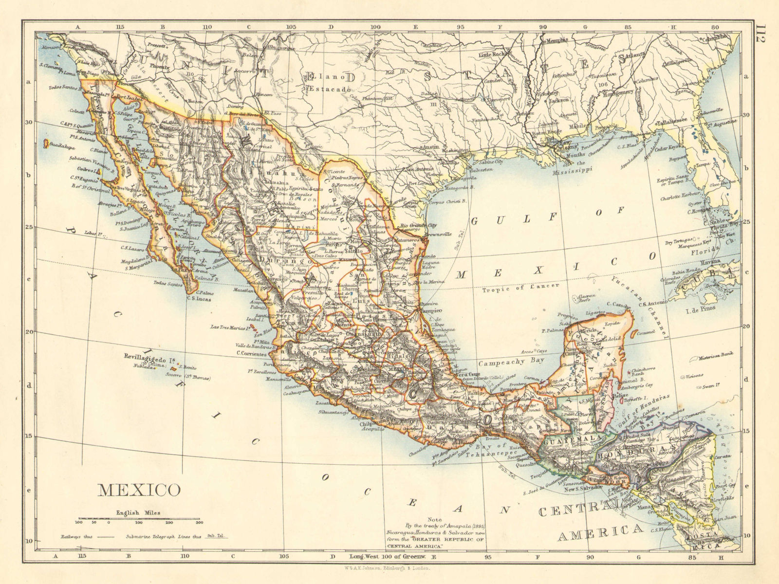 Associate Product MEXICO. Greater Central America Republic-1895 Amapala treaty. JOHNSTON 1899