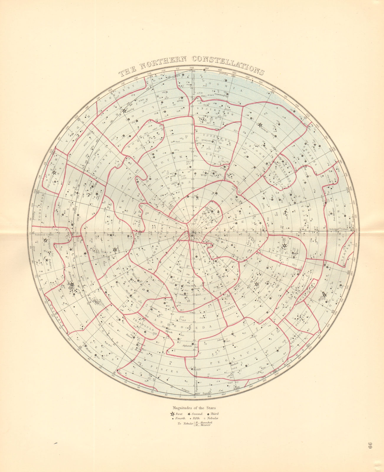 Associate Product STAR CHART. 'The Northern Constellations'. Showing star magnitudes 1876 map