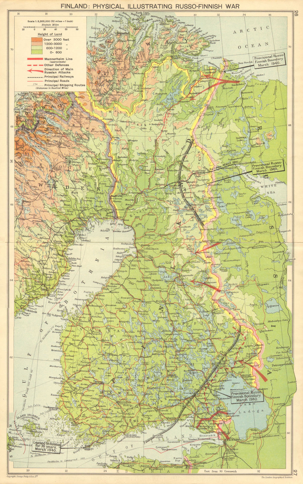 Associate Product RUSSO-FINNISH WINTER WAR. Mannerheim line. March 1940 Borders. WW2 1940 map