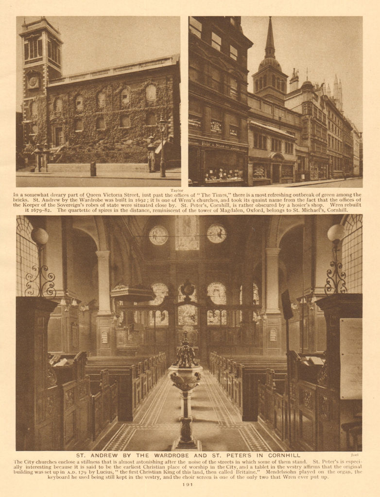 Associate Product St. Andrew by the Wardrobe & St. Peter's in Cornhill. Queen Victoria Street 1926