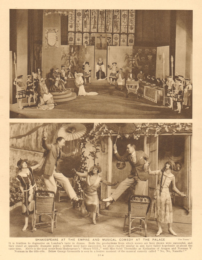Shakespeare, Empire Theatre. Musical comedy at the Palace Theatre 1926 print