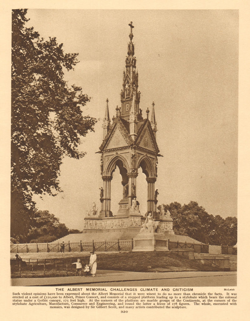 Associate Product The Albert Memorial, Kensington Gardens 1926 old vintage print picture