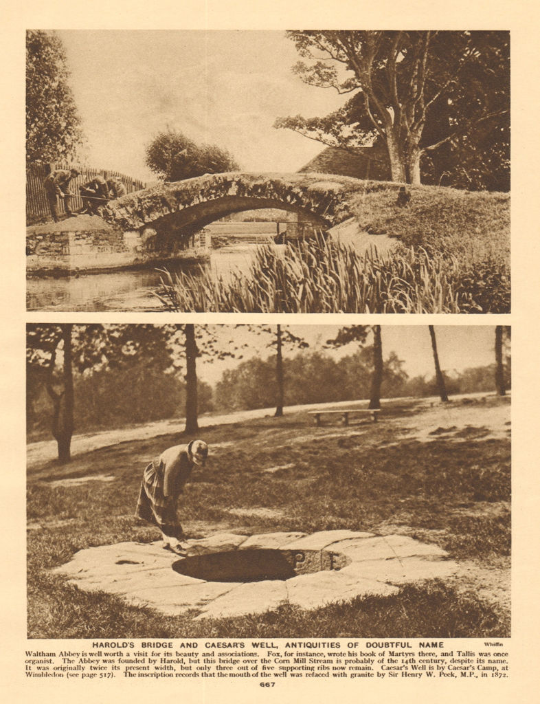 Associate Product Harold's Bridge, Waltham Abbey. Corn Mill Stream. Caesar's Well, Wimbledon 1926