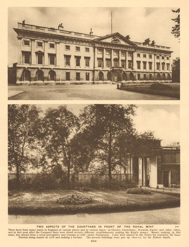 Associate Product The courtyard in front of the Royal Mint. Sir Robert Smirke 1926 old print