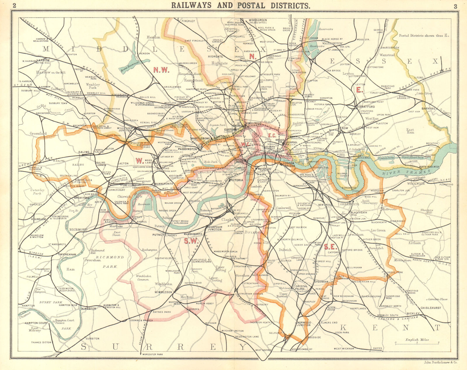 Associate Product LONDON.Railways Postal Districts.Underground tube lines 1917 old antique map