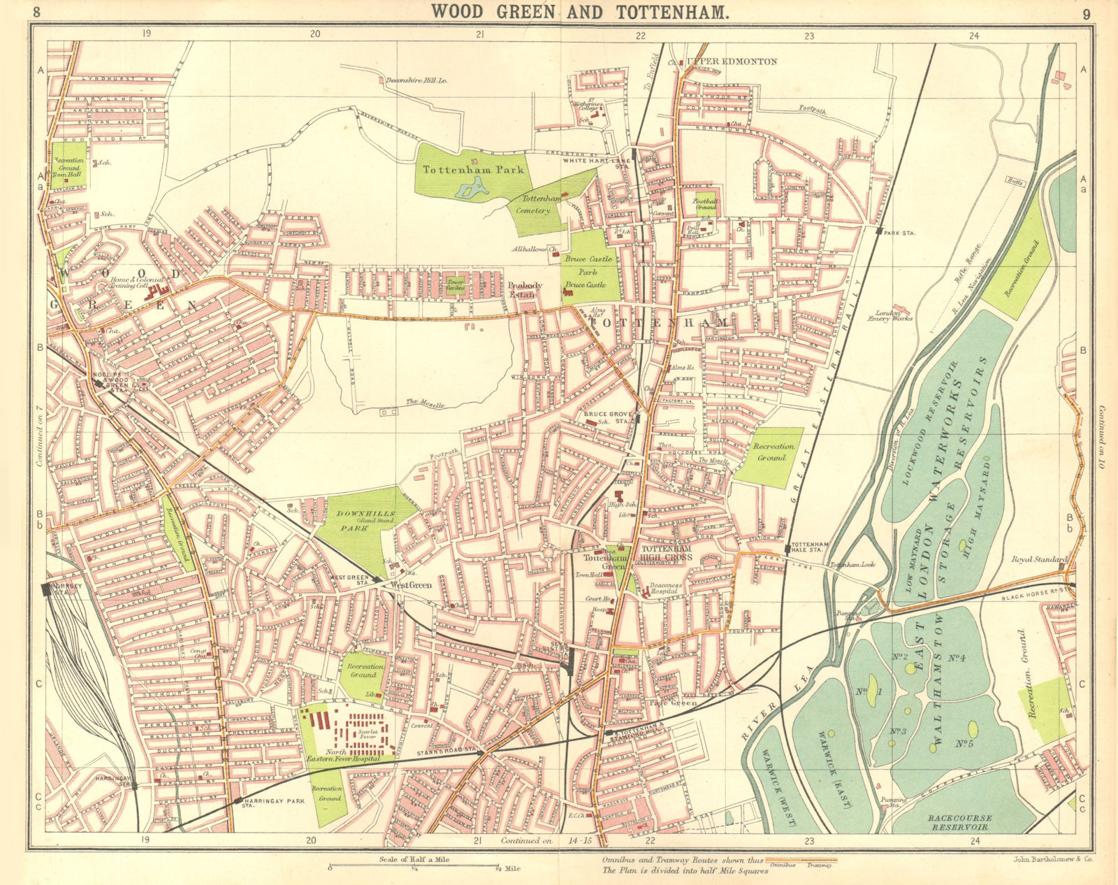 LONDON N. Wood Green Tottenham Harringay Higham Hill Upper Edmonton 1917 map