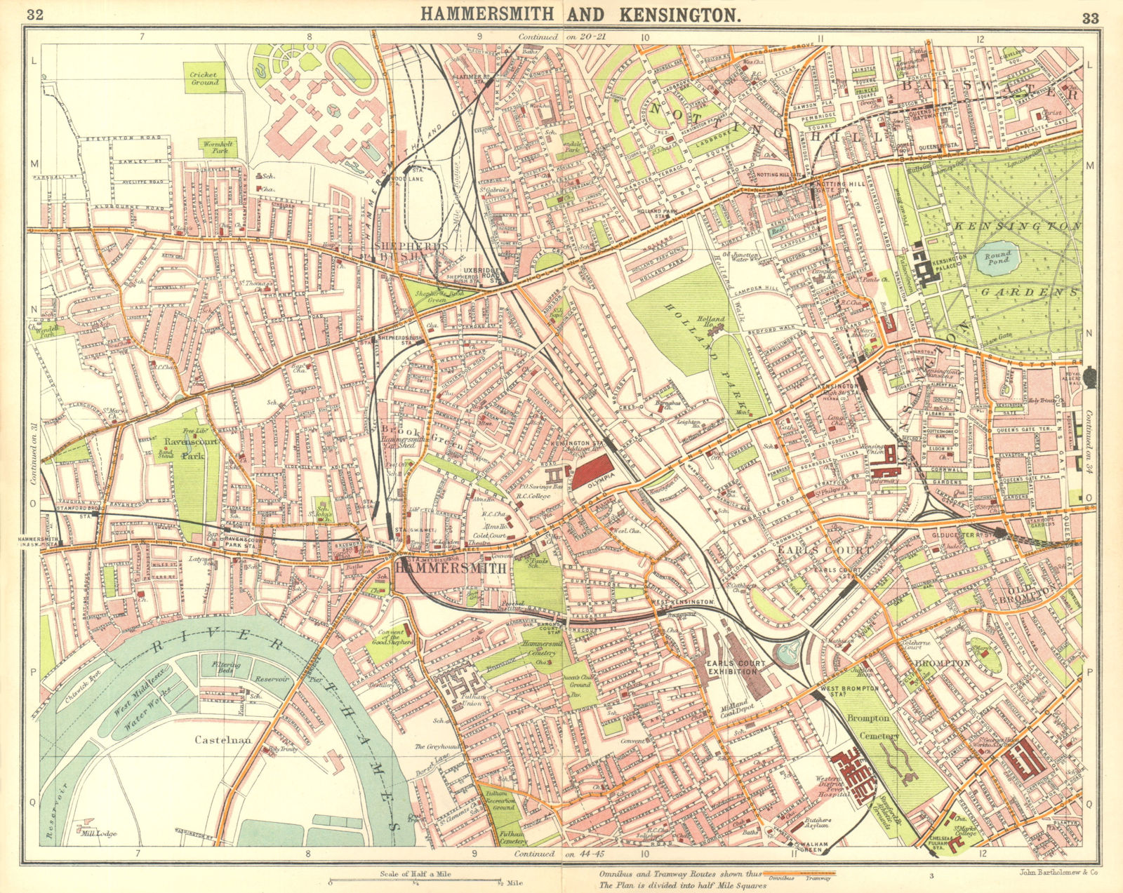LONDON.Hammersmith Kensington Shepherds Bush Earls Court Notting Hill 1917 map